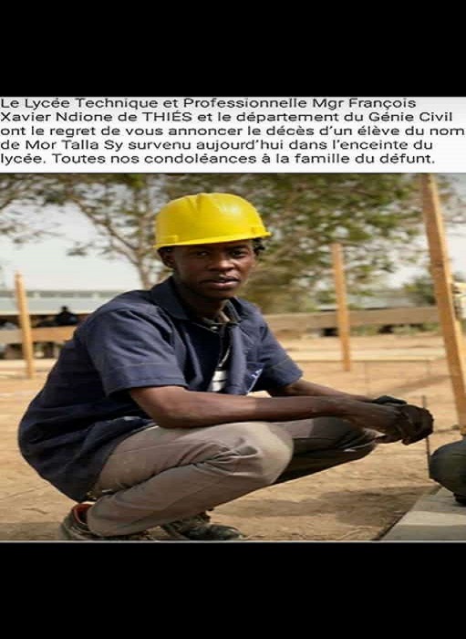 Drame au Lycée Technique de Thiès, un élève meurt subitement dans l’enceinte de l’établissement