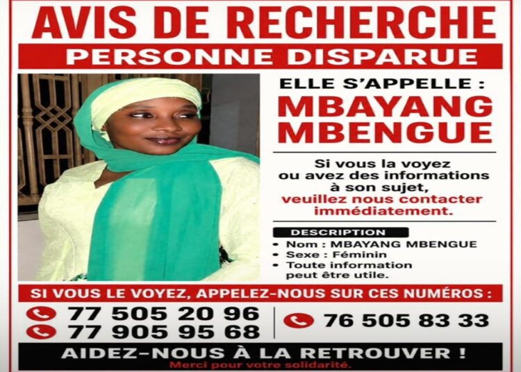 Avis de disparition de Mbayang Mbengue